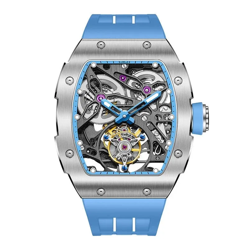 Men's Luxury Stainless Steel Flying Tourbillon Mechanical Wristwatch