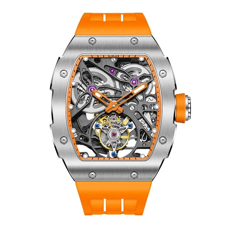 Men's Luxury Stainless Steel Flying Tourbillon Mechanical Wristwatch