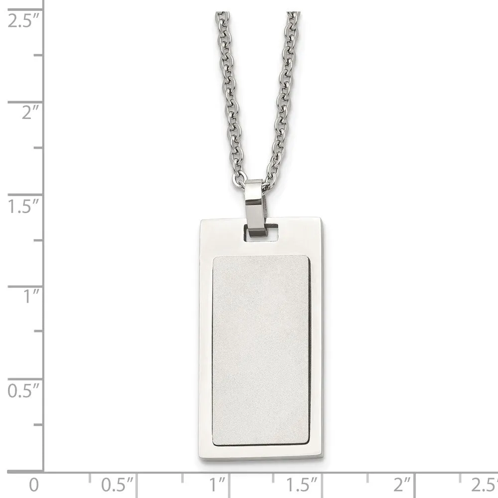 Men's Stainless Steel Small Rectangle Dog Tag Necklace, 22 Inch