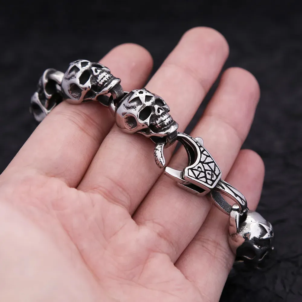 Men's Vintage Punk Gothic Skeleton Stainless Steel Hip Hop Bracelet