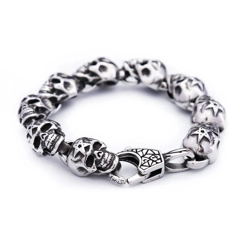 Men's Vintage Punk Gothic Skeleton Stainless Steel Hip Hop Bracelet