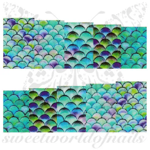 Mermaid Nail Art Fish Scales water decals