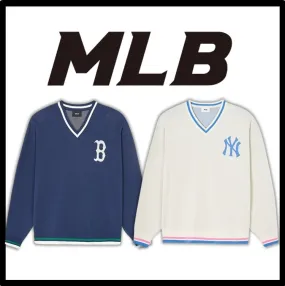 MLB Korea  |Casual Style Unisex Street Style Logo V-neck & Crew neck