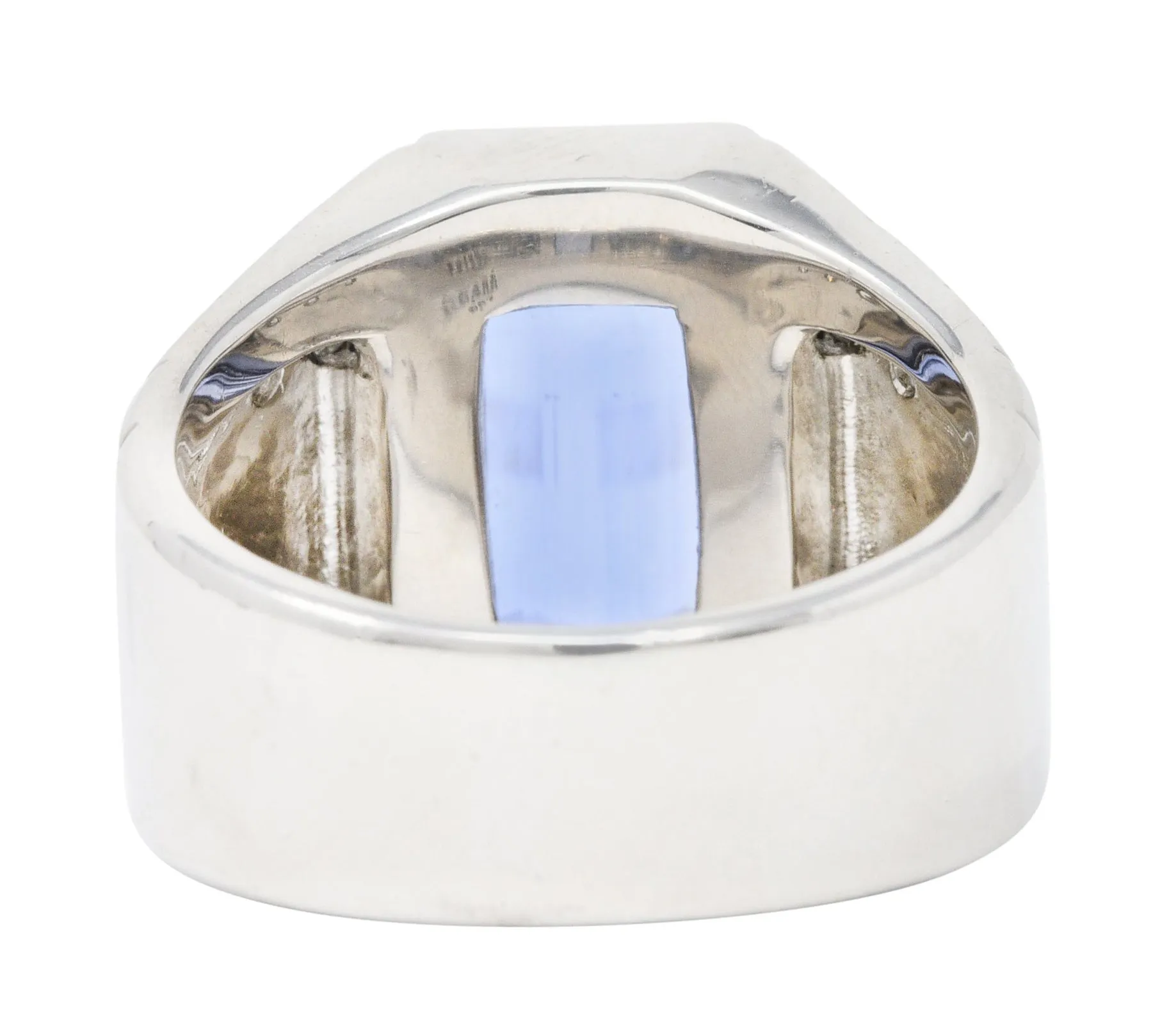 Modern 7.32 CTW Sapphire Diamond Platinum Men's Ring