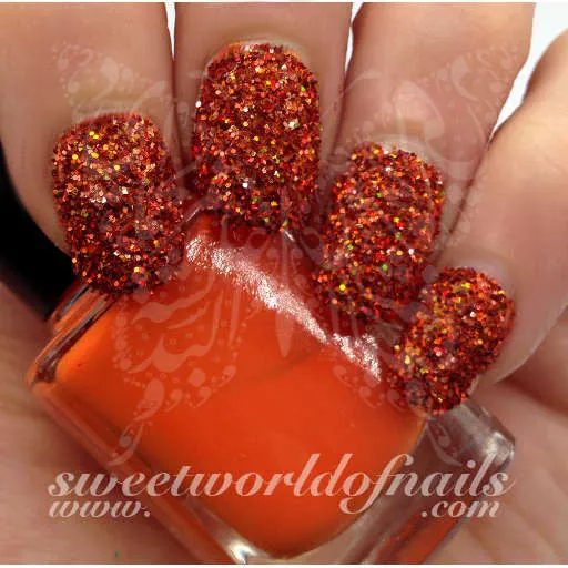 Nail Glitter Orange Sparkle Glitter Dust Powder Nail Art