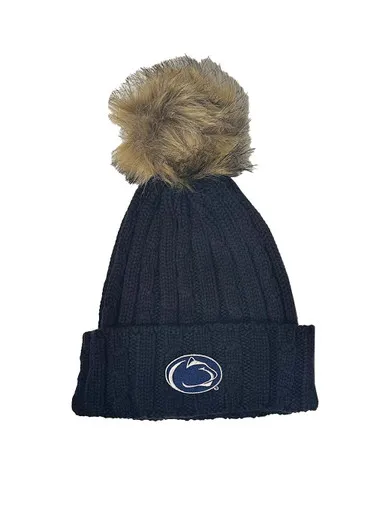 Navy Penn State Cable Knit Hat | Logofit