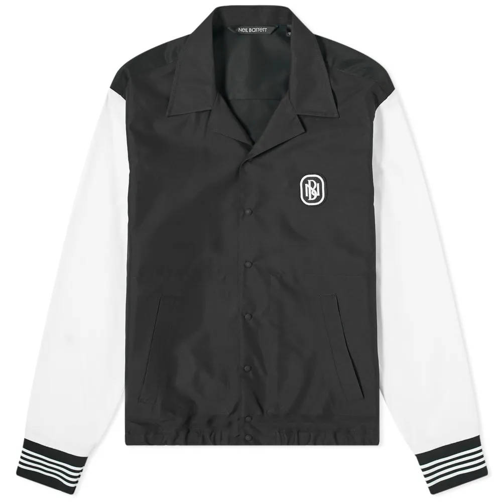 Neil Barrett Logo Contrast Sleeve Coach JacketBlack & White