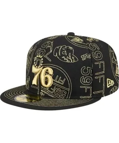 New Era Men's NBA Philadelphia 76ers 59FIFTY Day Allover Print Stencil Fitted Hat