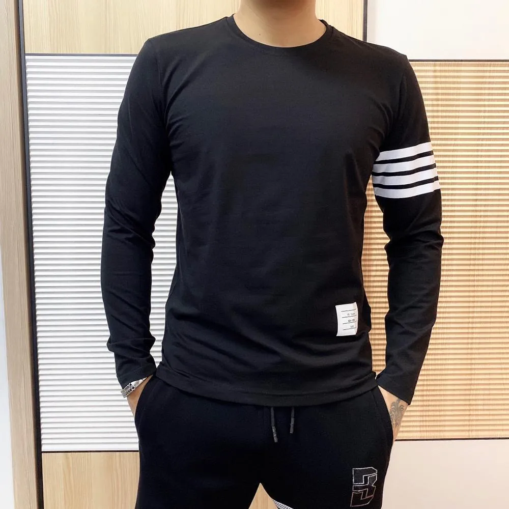 new High Quality Korean Style Black Fashion Striped Tops t-shirt