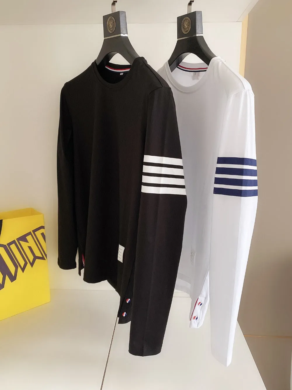 new High Quality Korean Style Black Fashion Striped Tops t-shirt