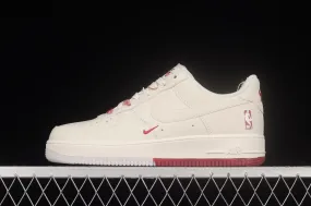 Nike Air Force 1 07 Low NBA Rice White Dark Red NB8969-123