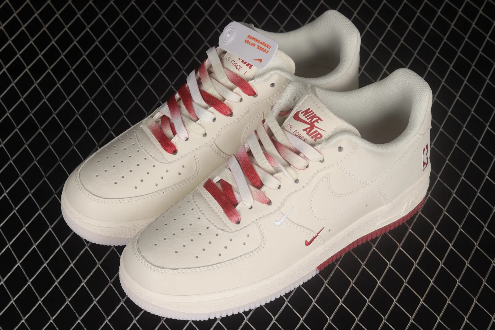 Nike Air Force 1 07 Low NBA Rice White Dark Red NB8969-123