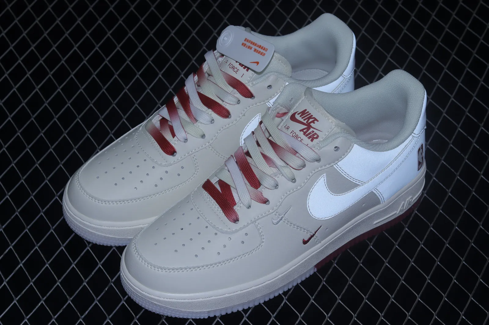 Nike Air Force 1 07 Low NBA Rice White Dark Red NB8969-123