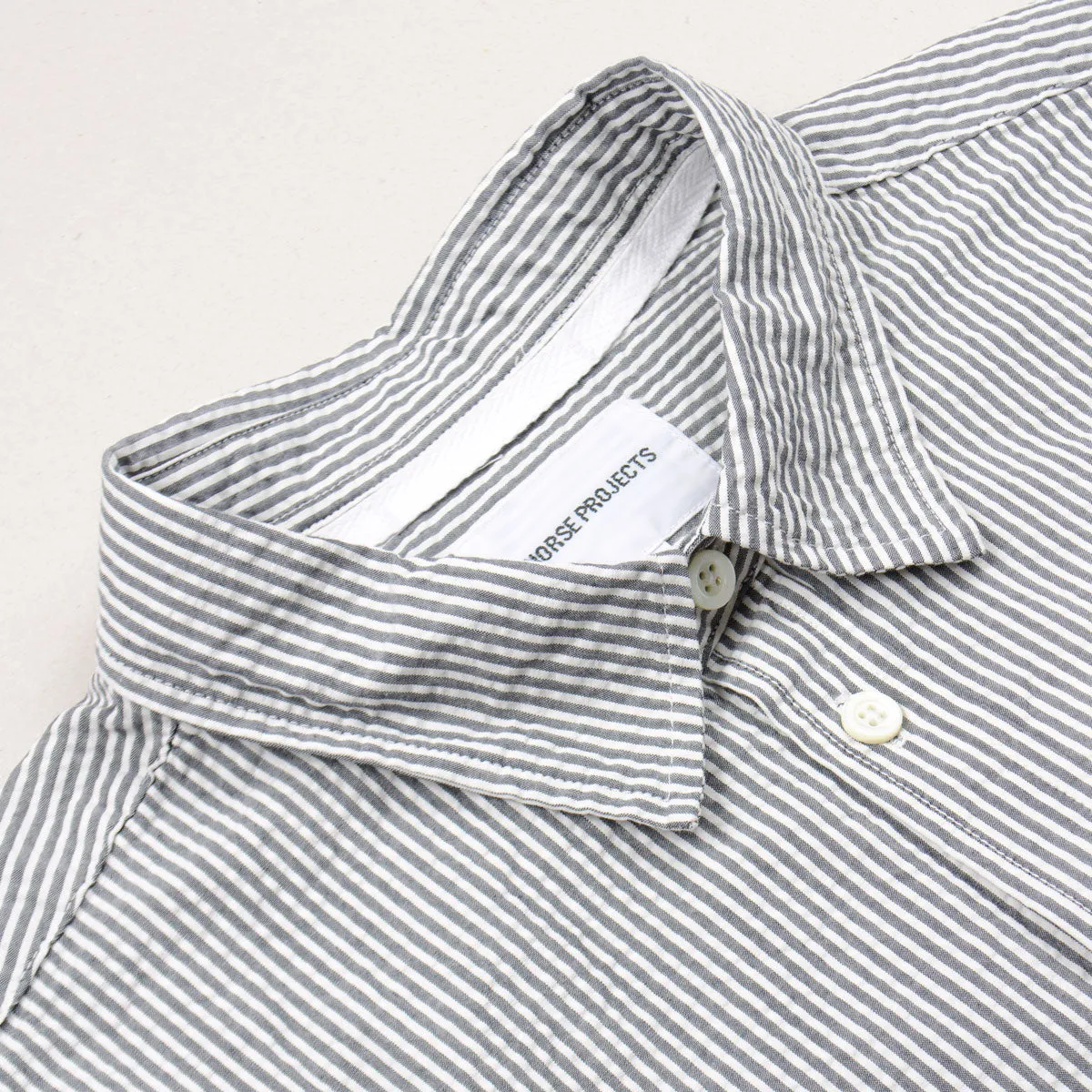 Norse Projects - Osvald Seersucker Shirt - Navy Stripe