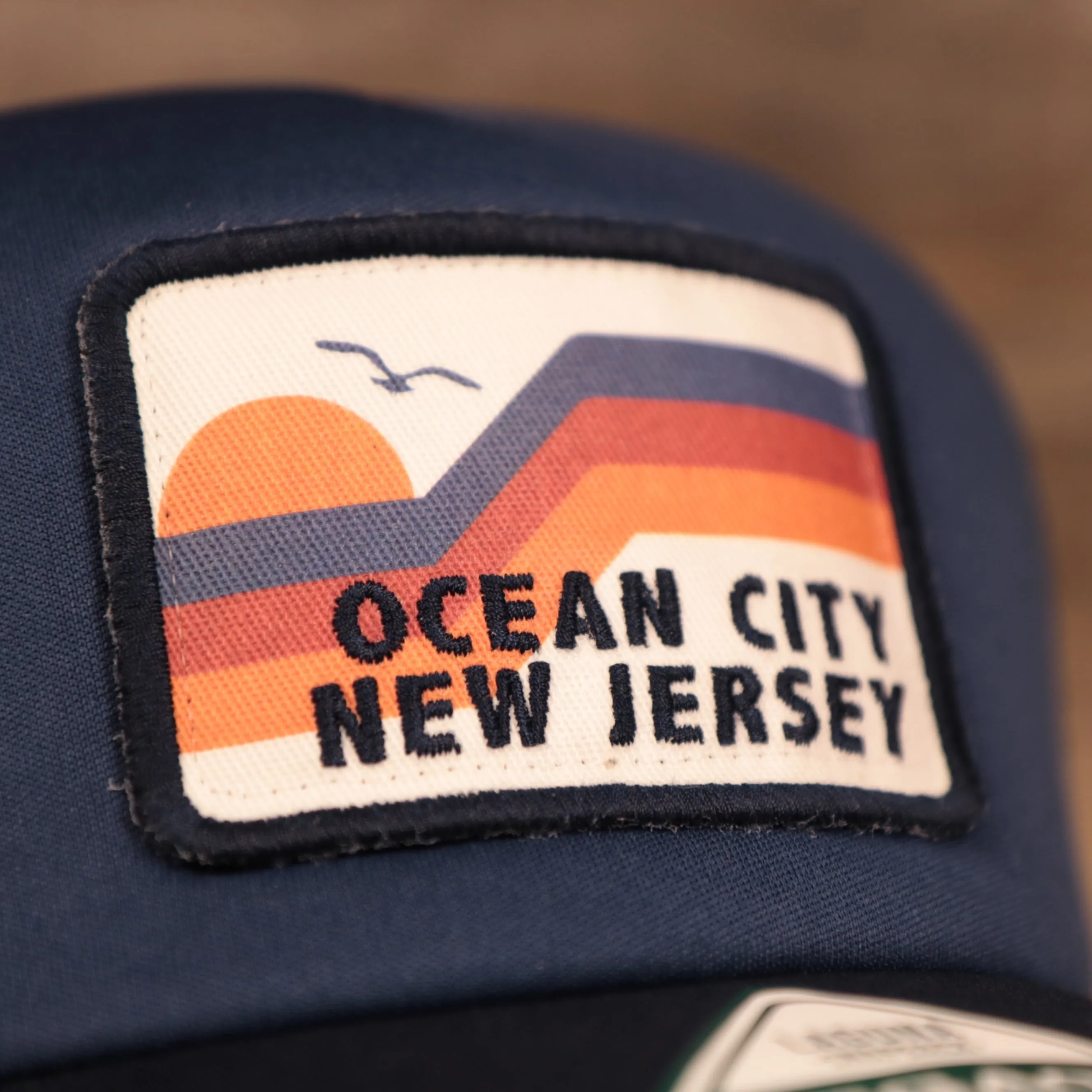 Ocean City New Jersey Rectangular Wave Patch | Navy Blue Trucker Hat