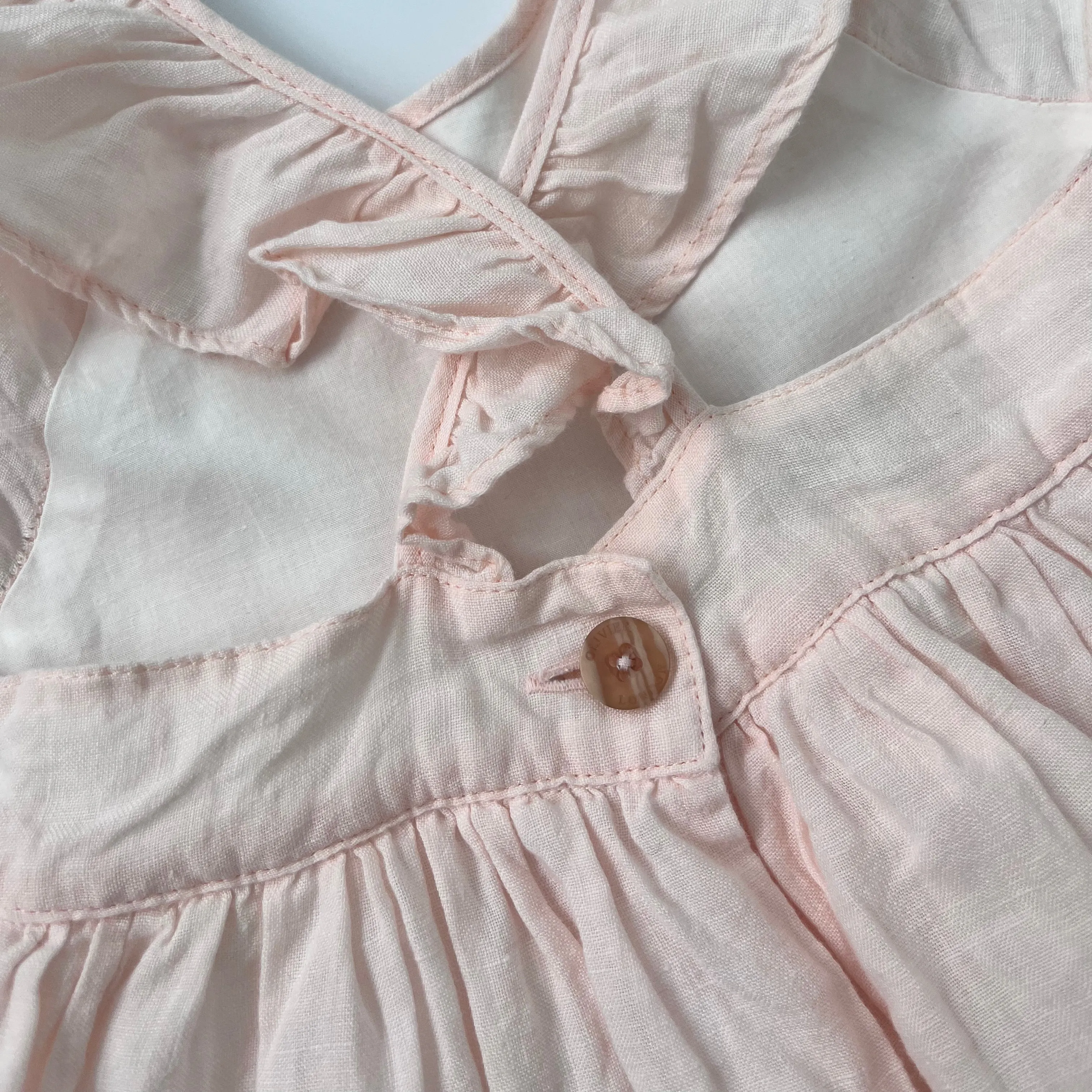 Olivier London Pale Pink Linen Dress: 3-4 Years