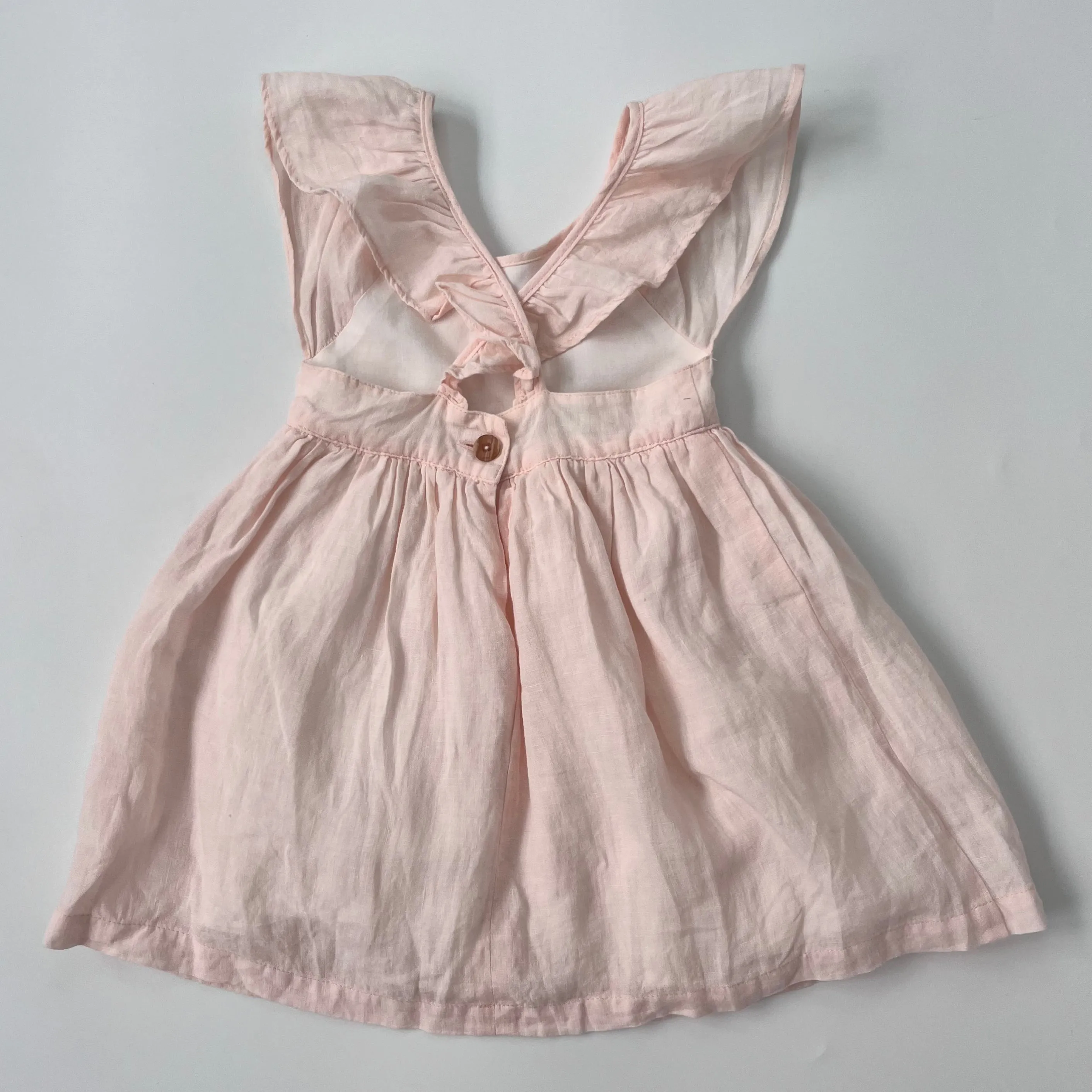 Olivier London Pale Pink Linen Dress: 3-4 Years