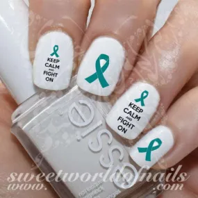 Ovarian cancer Awareness Teal Ribbon Nail Art Water Decals Slides