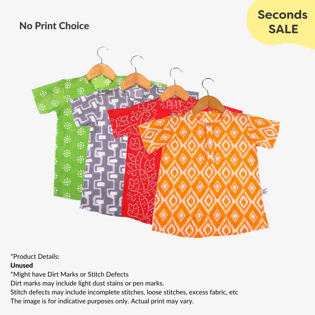 Pack of 4 Short Sleeve Kurta (with Stitch Defects) - No Print Choice