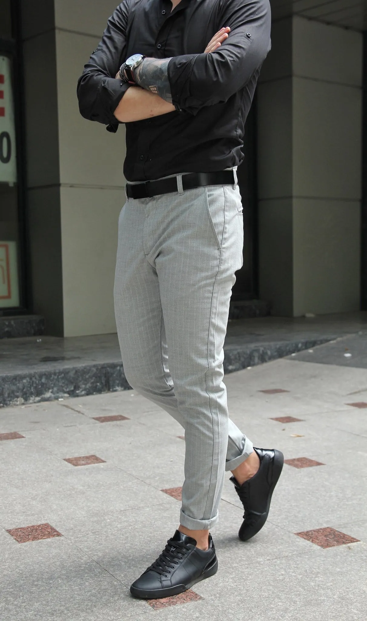 Pantaloni Casual Slim Grey Line