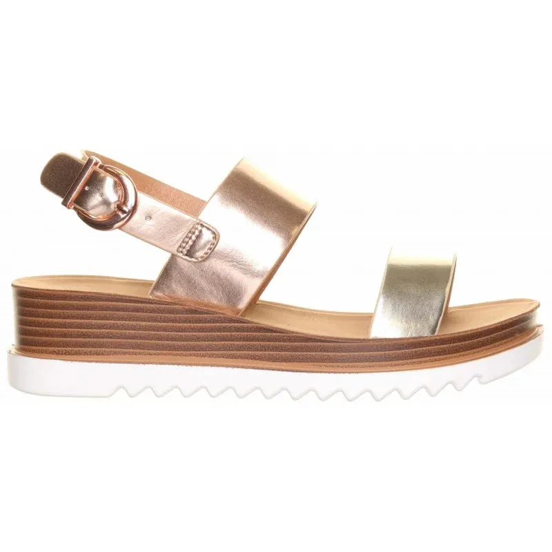 Pecan Rose gold Metallic Wedge Sandal- Heavenly Feet