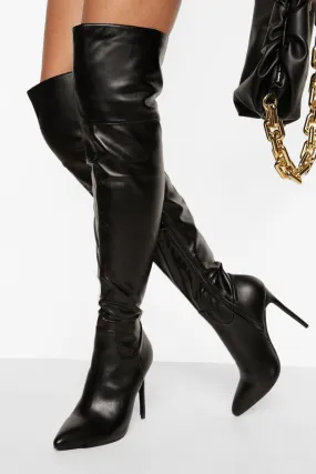 Pointed Over The Knee Stiletto Heeled Boots