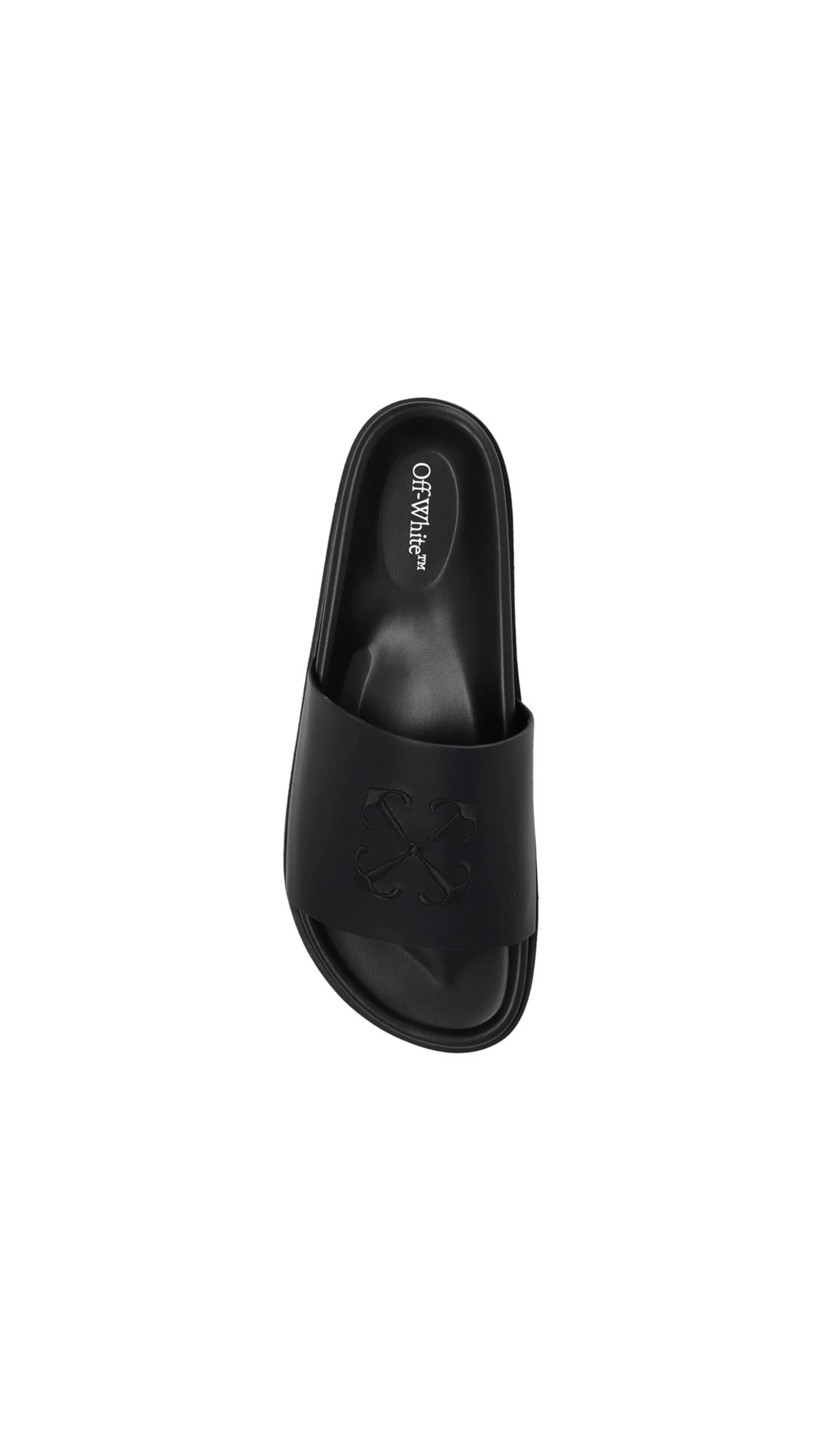 Pool Time Leather Sliders - Black