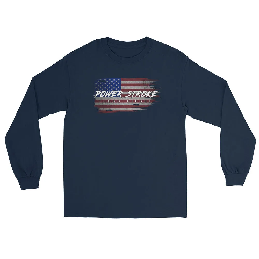 Power Stroke Powerstroke American Battle Flag Long Sleeve T-Shirt