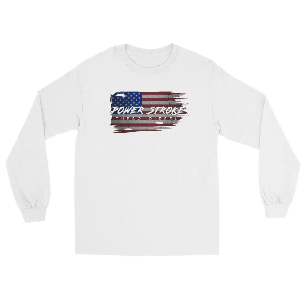 Power Stroke Powerstroke American Battle Flag Long Sleeve T-Shirt