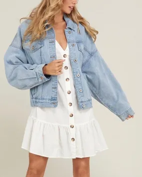 Premium Wash Cotton Denim Jacket in Denim