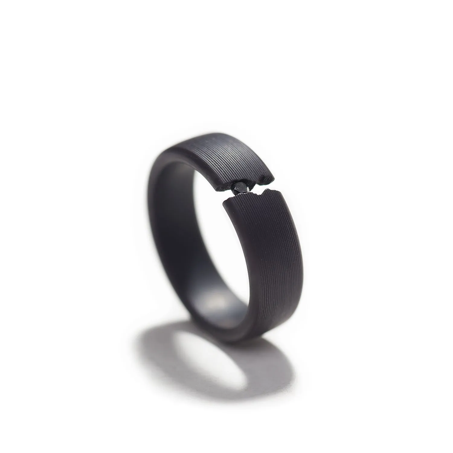 Rectangular Crackle Band with Black Diamond~7mm