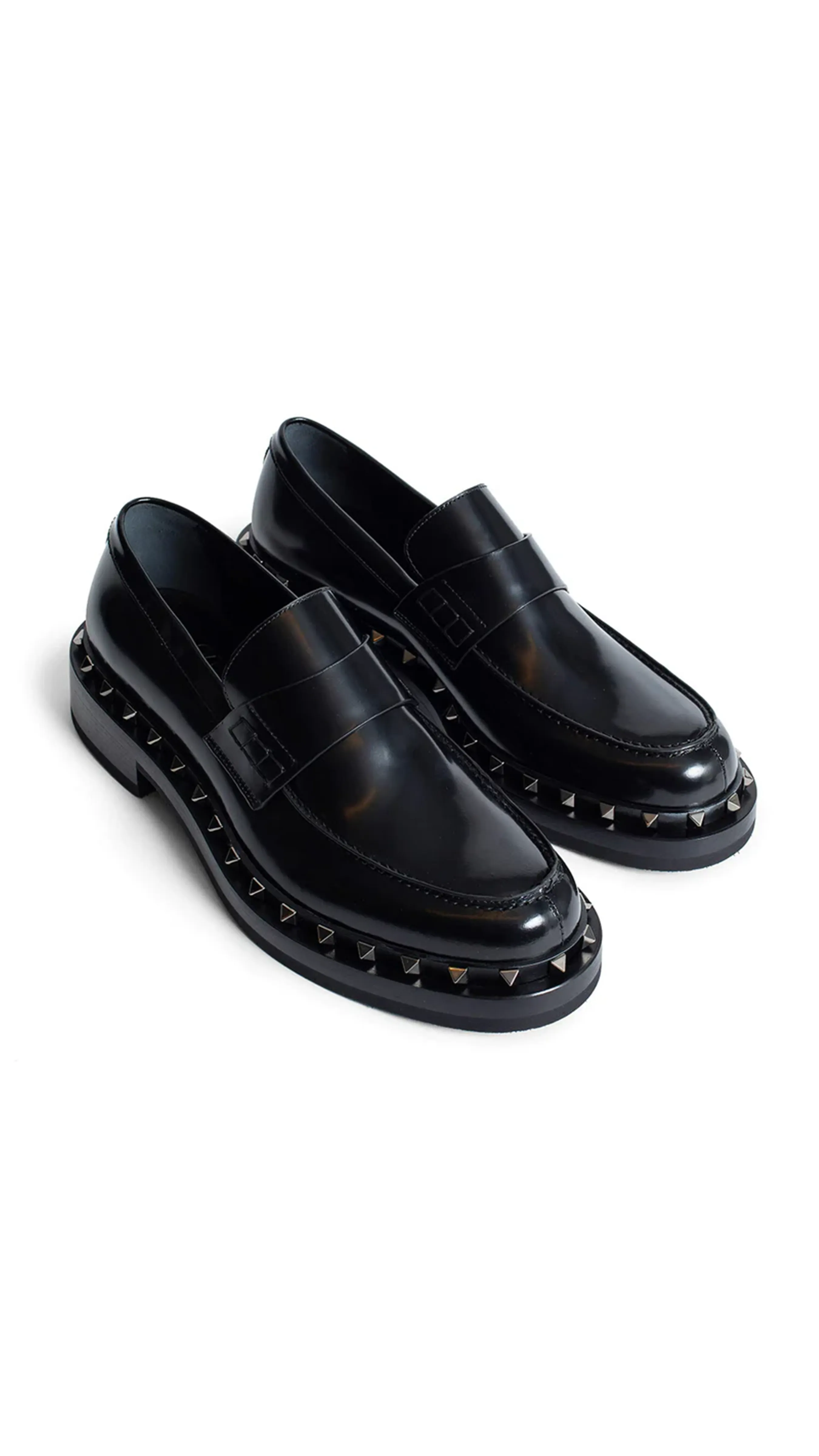 Rockstud M-Way Patent Calfskin Loafer - Black