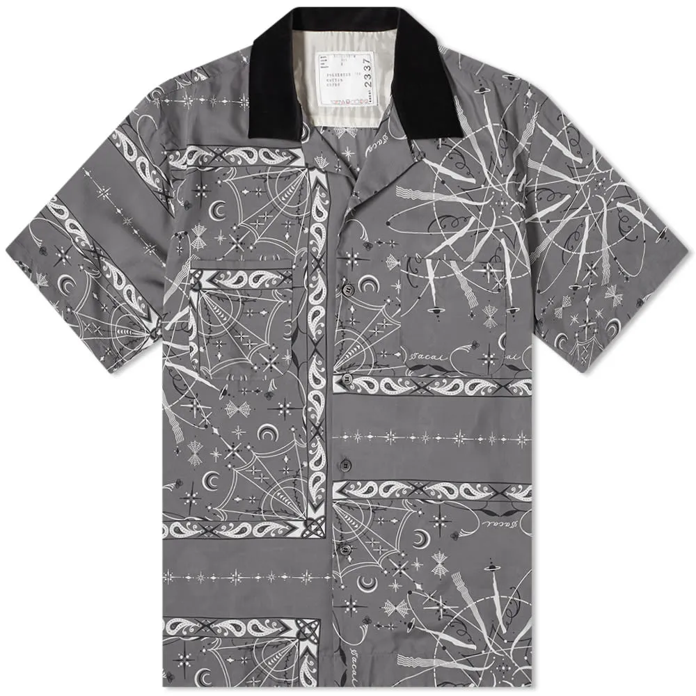 Sacai Short Sleeve Dr. Woo Bandana ShirtGrey