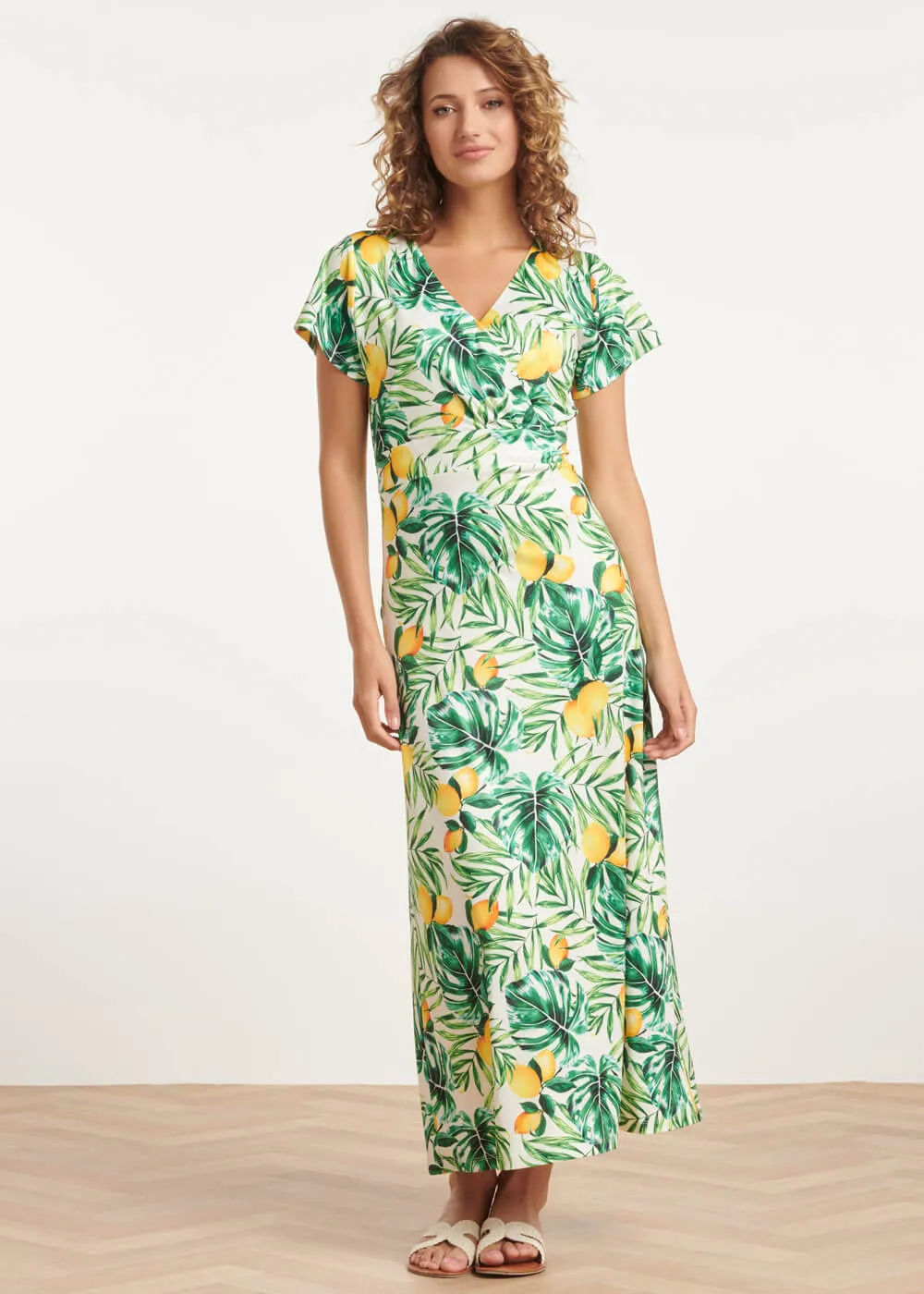 Smashed Lemon Lemonade 70's Maxi Dress White