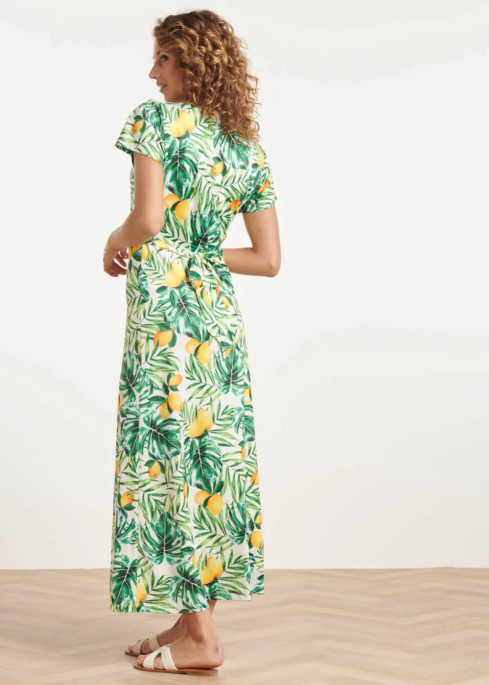 Smashed Lemon Lemonade 70's Maxi Dress White