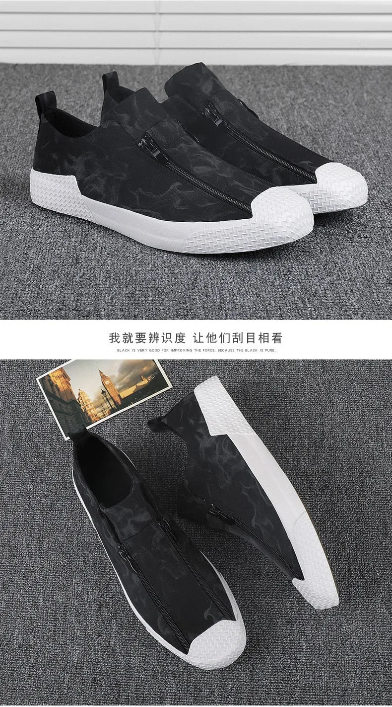 Spring Casual Style Breathable Canvas Lace-Up Sport Shoes for Men