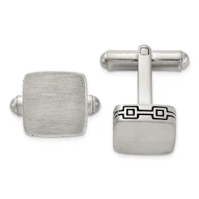 Stainless Steel Brushed & Black Oxidized Square Cuff Links, 12mm