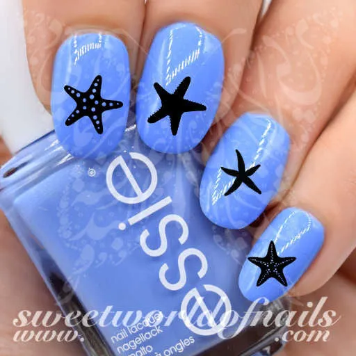 Summer Nail Art Black Starfish Nail Art Nail Water Decals