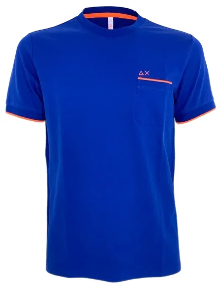 T-SHIRT UOMO BLU CON DETTAGLI FLUO