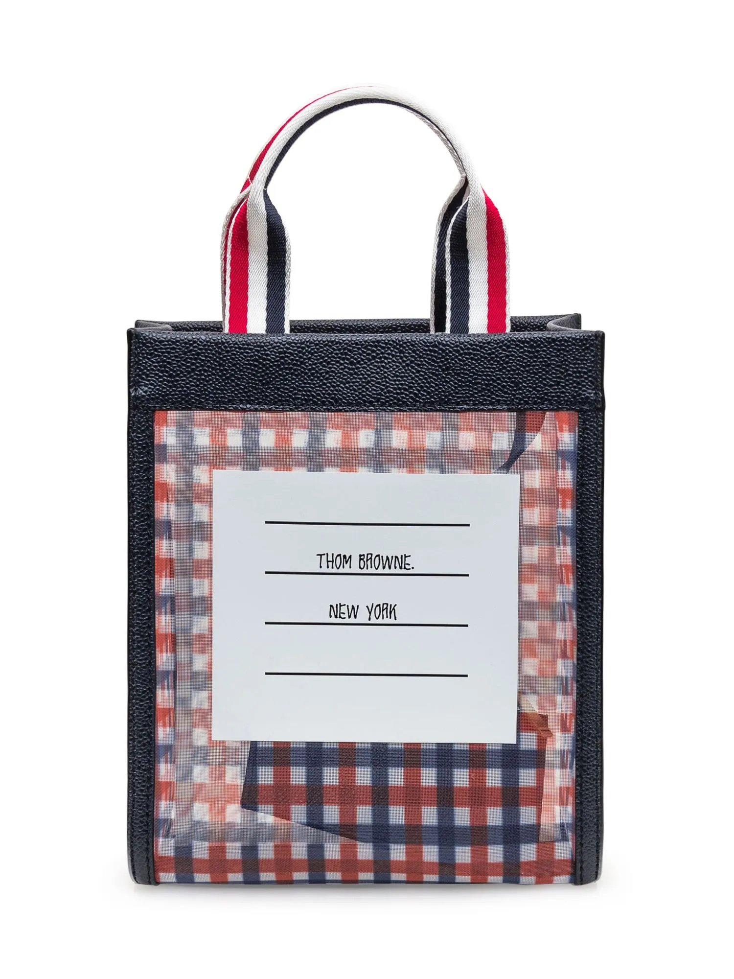 Thom Browne RWB-Handles Checked Tote Bag