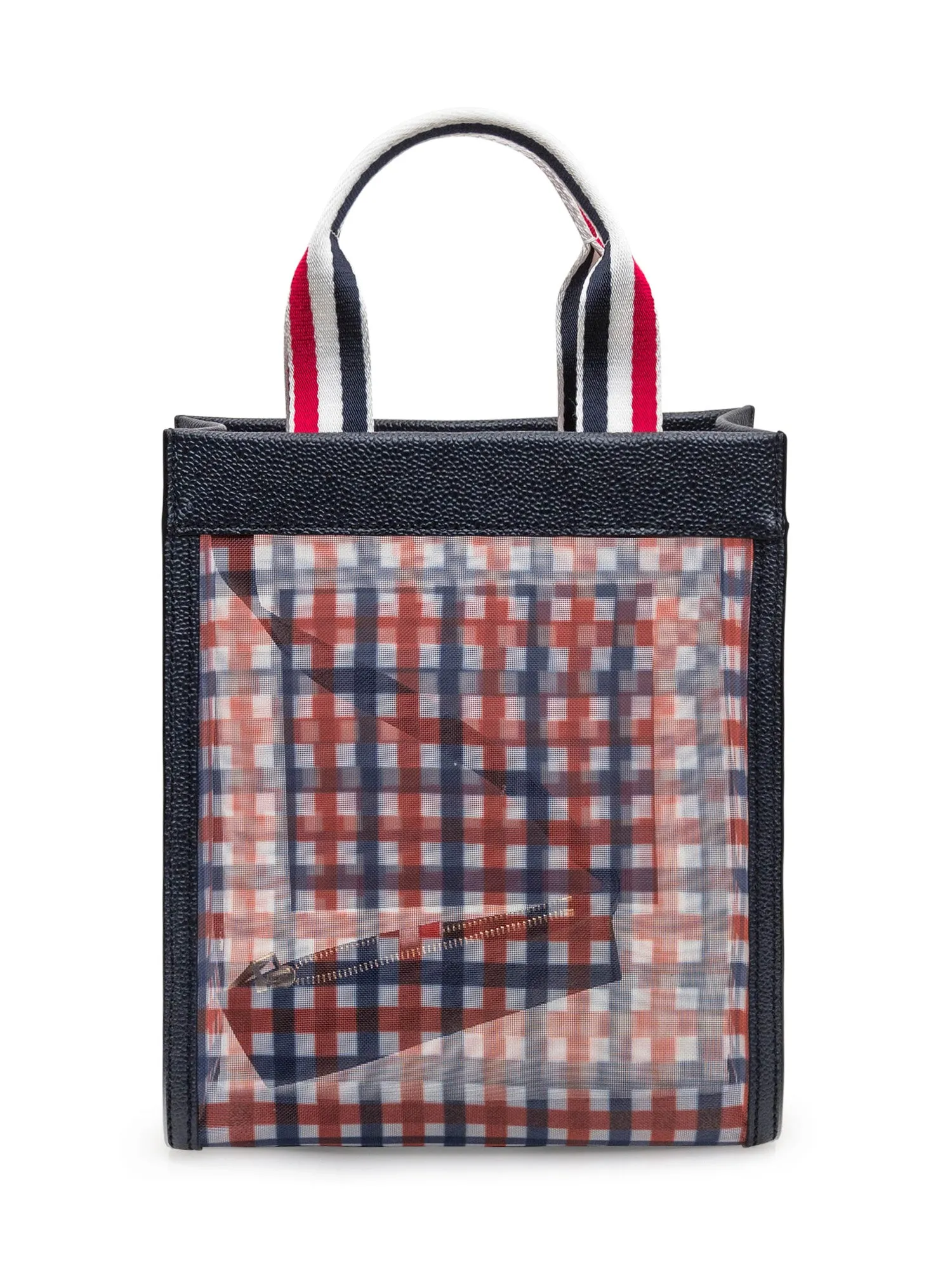 Thom Browne RWB-Handles Checked Tote Bag