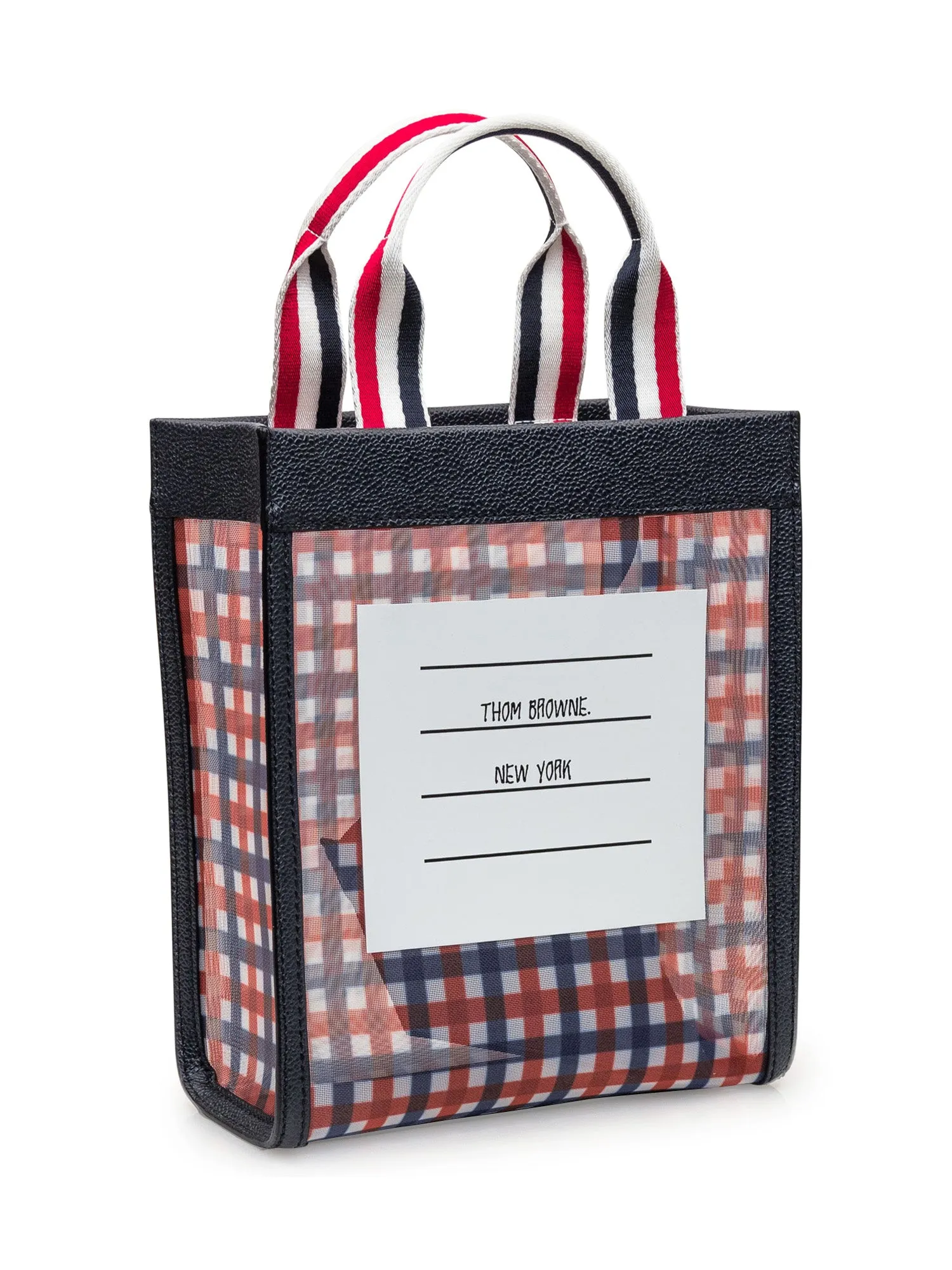 Thom Browne RWB-Handles Checked Tote Bag