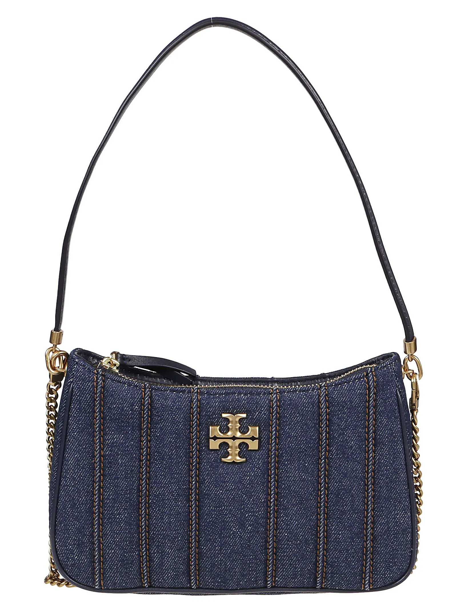 Tory Burch Kira Logo Plaque Denim Mini Shoulder Bag