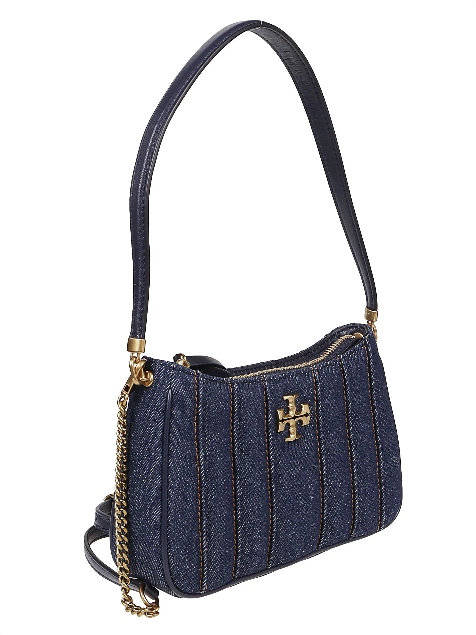 Tory Burch Kira Logo Plaque Denim Mini Shoulder Bag