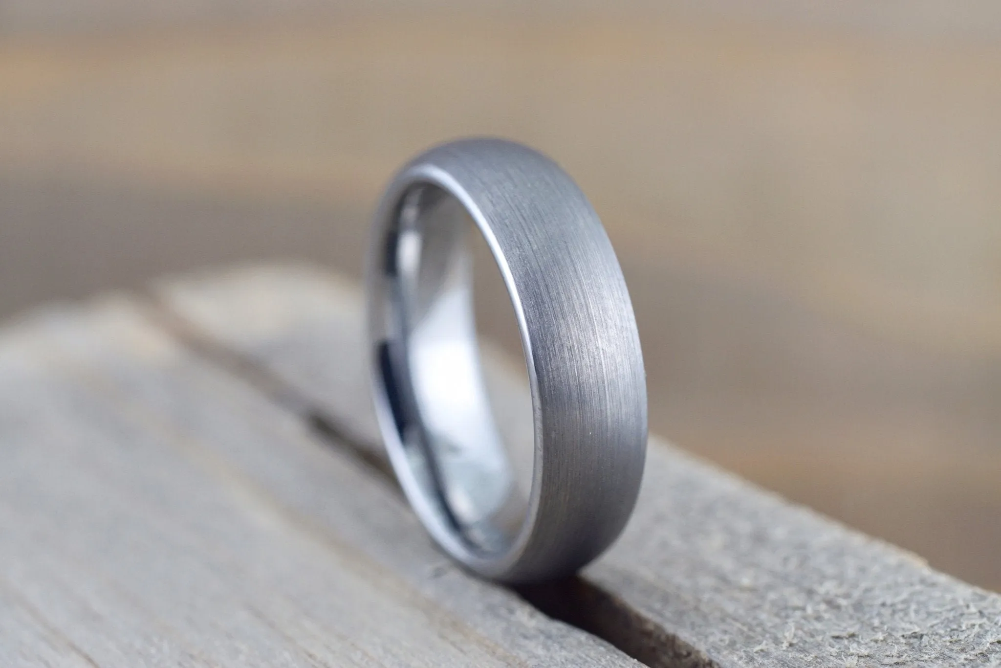 Tungsten Carbide 8mm Domed High Satin Brushed Finish Inside Men's Ring