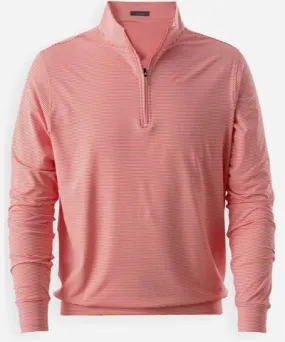 Turtleson Men Carter Stripe Quater Zip Pullover In Coral