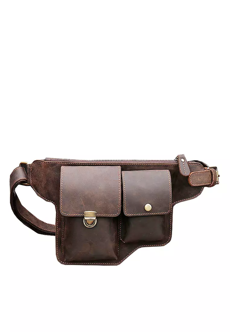 Twenty Eight Shoes VANSA  Crazy Horse Leather Crossbody Belt Bag VBM-Bb2068.L