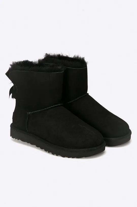 UGG suede snow boots Mini Bailey Bow II women's black color 1016501.BLK