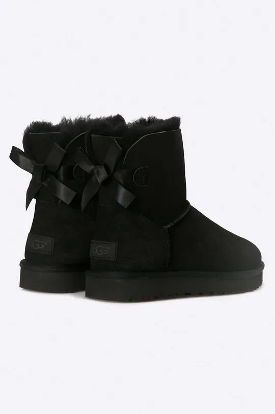 UGG suede snow boots Mini Bailey Bow II women's black color 1016501.BLK