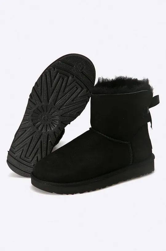 UGG suede snow boots Mini Bailey Bow II women's black color 1016501.BLK